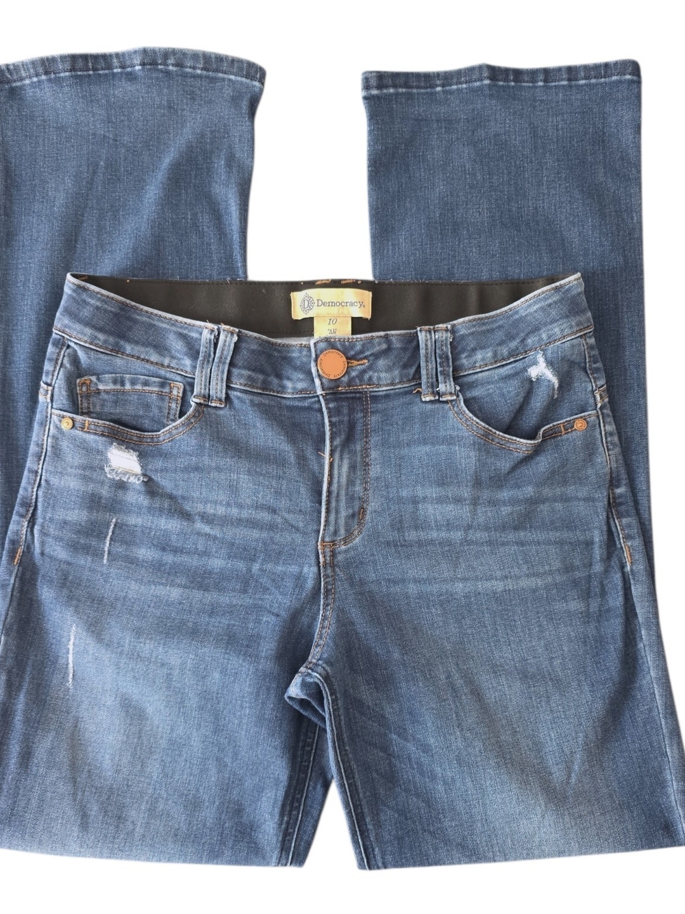 Democracy “Ab”solution Bootcut Jeans Women’s 10 Blue Stretch Distressed